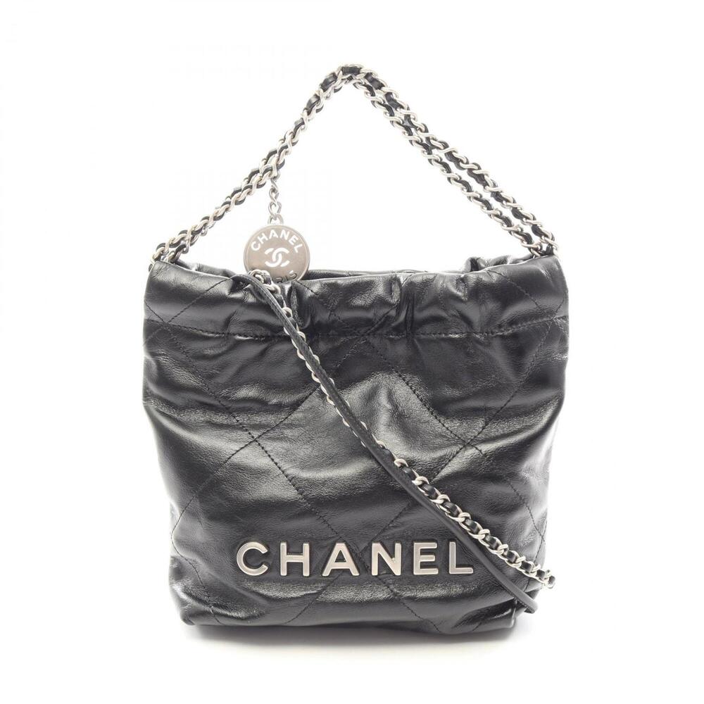 Chanel CHANEL 22 Mini 2-Way Shoulder Bag Handbag Leather Women's Black AS3980